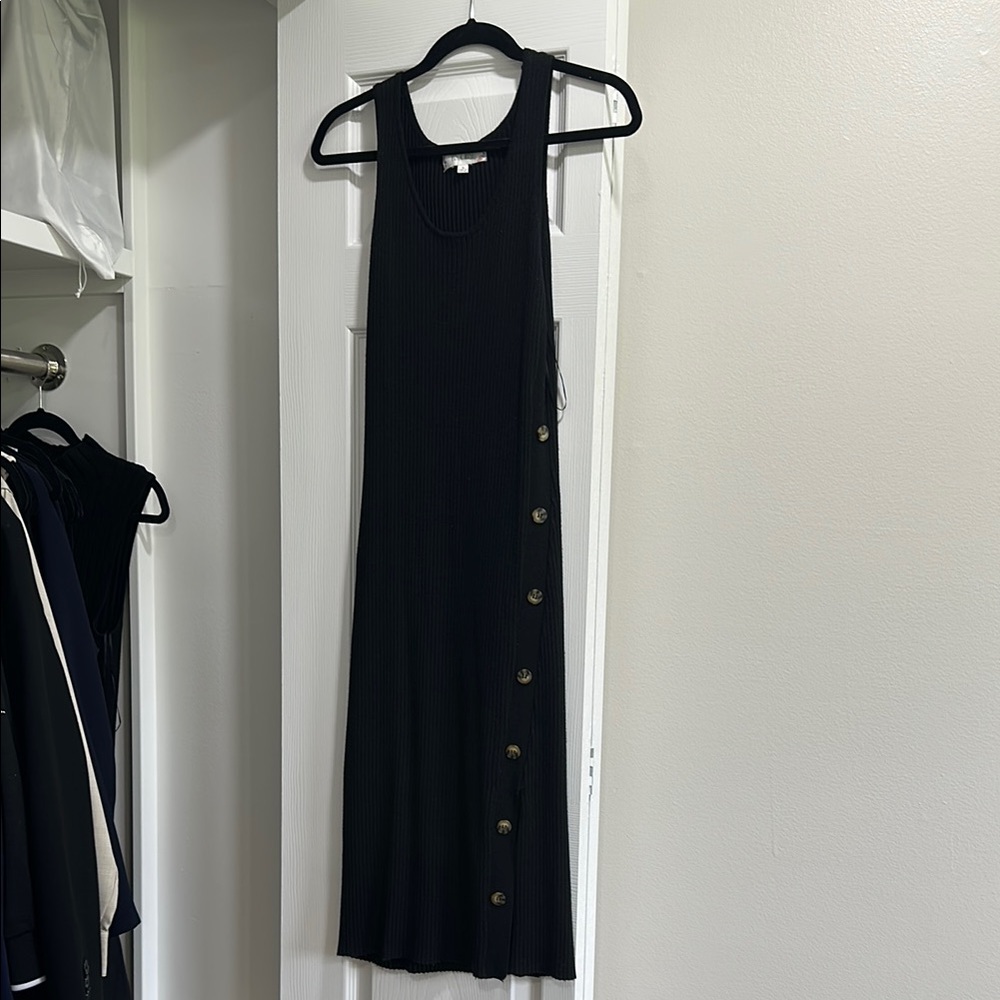 Pink Rose Black Sleeveless Sheath Maxi Dress